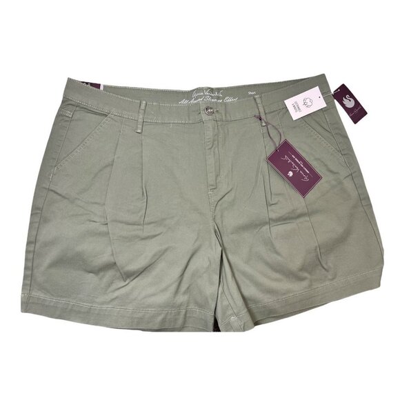 Gloria Vanderbilt Womens Green Pockets Chino Pleated Shorts Plus Sz 18 W New - Picture 7 of 10